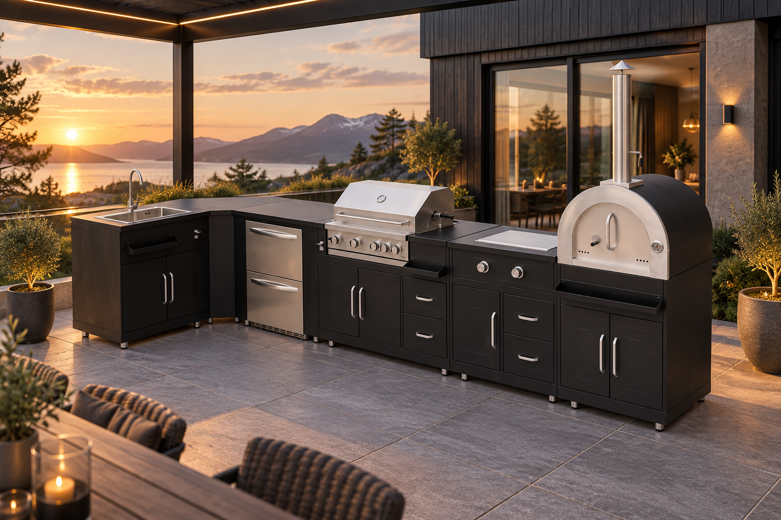 Stainless Steel Outdoor Kitchen – Corner Model