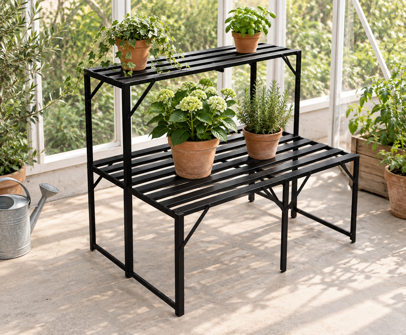 Aluminum shelf w/ narrow top shelf in black