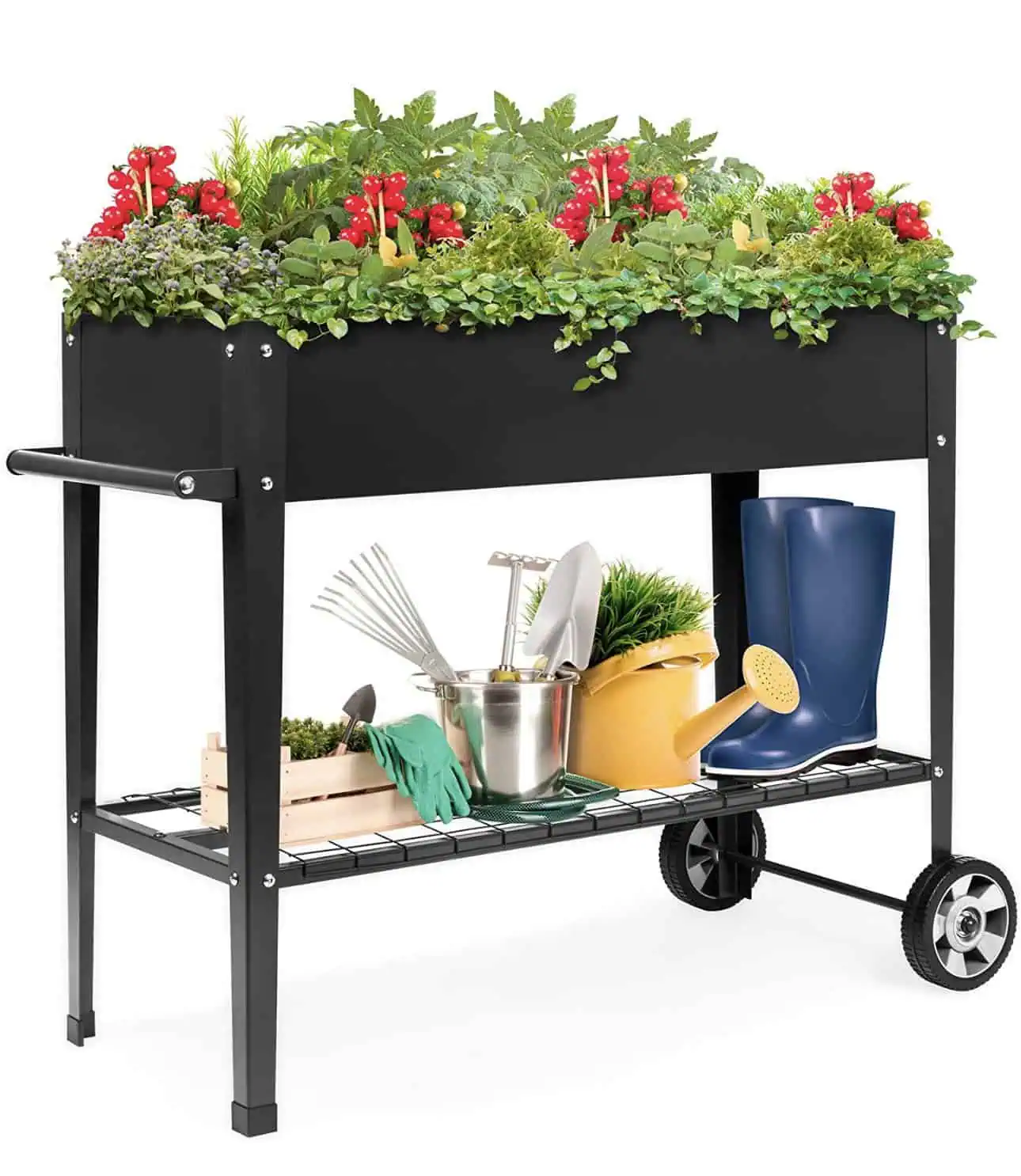 Flowers and things on Table Mobilt drivhusbord med 2 hjul