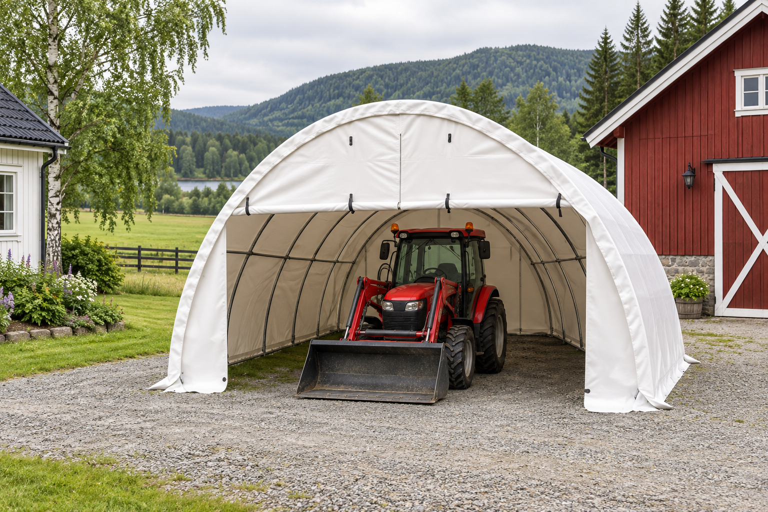 Spacious and sturdy storage tent 915 x 610 x 366 cm 55 m2