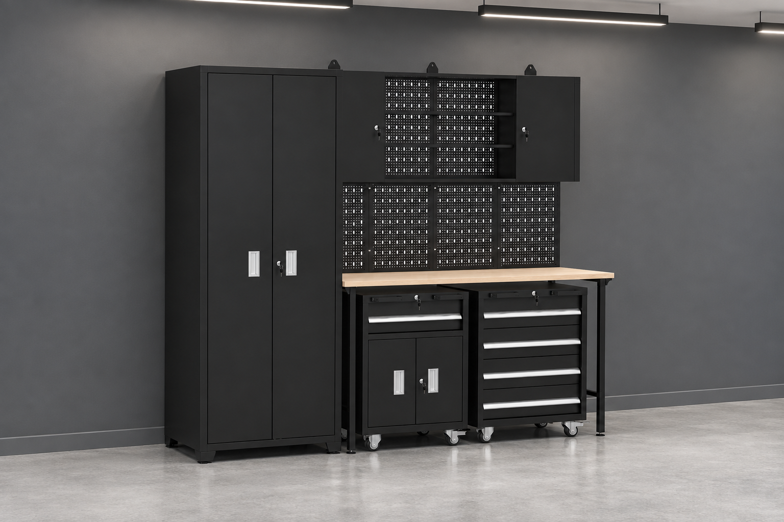 Complete storage system garage interior. Kaiser 105