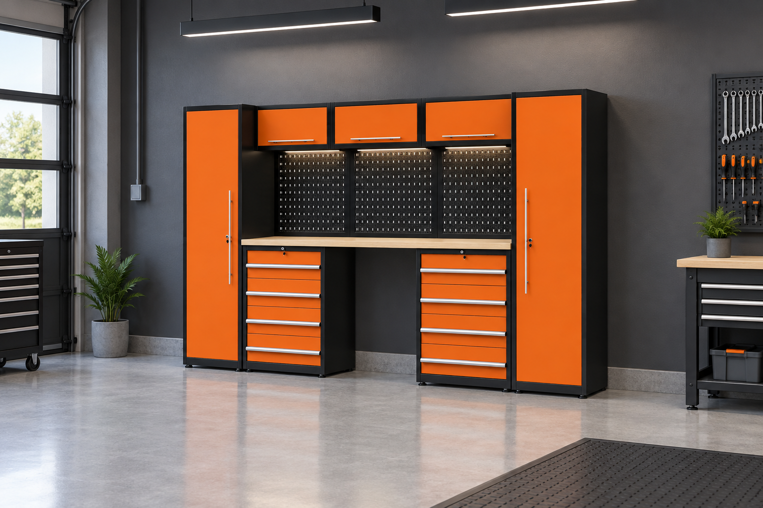 Beautiful complete garage interior - Orange/Black. Kaiser 106