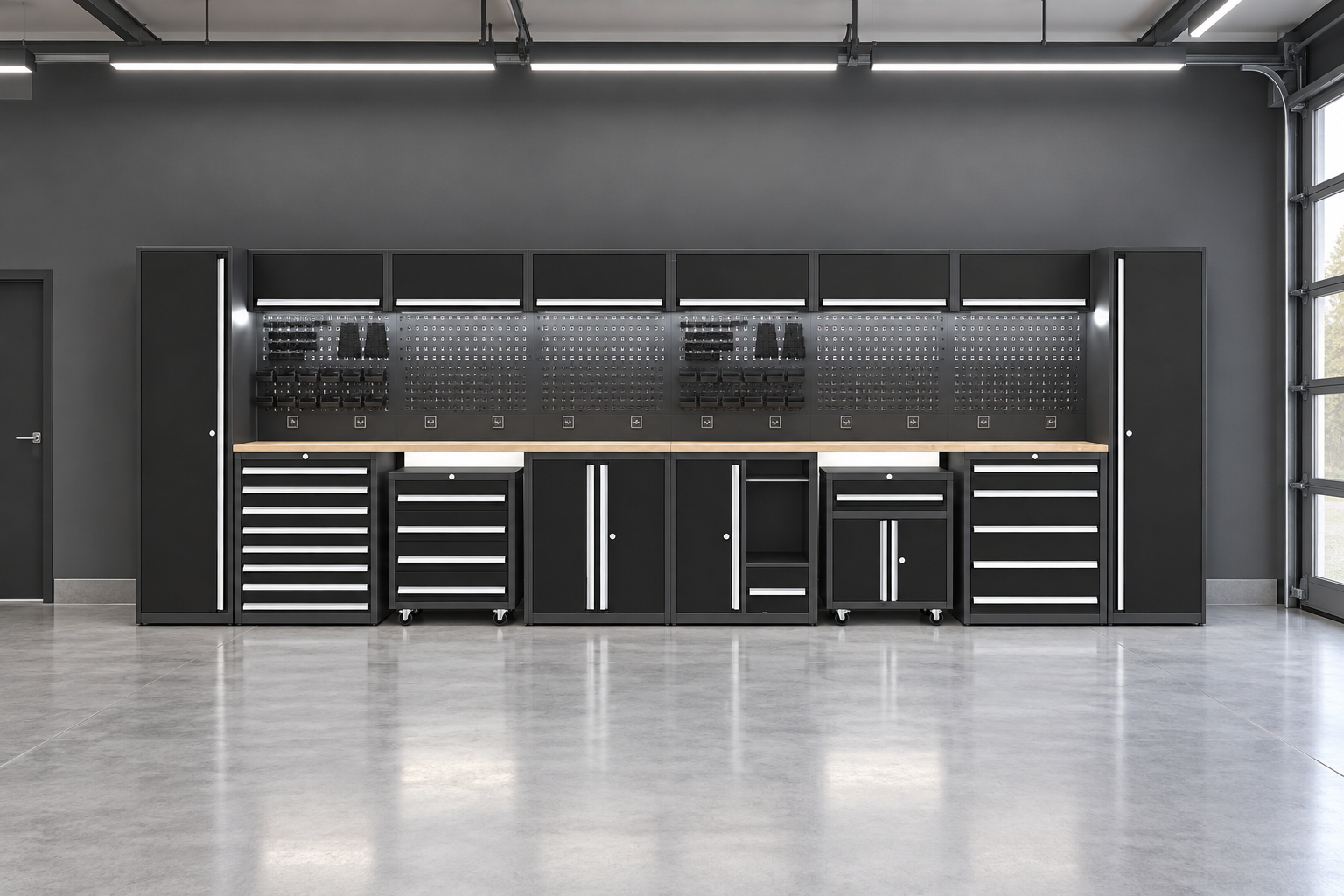 Beautiful complete garage interior – Black. Kaiser 43