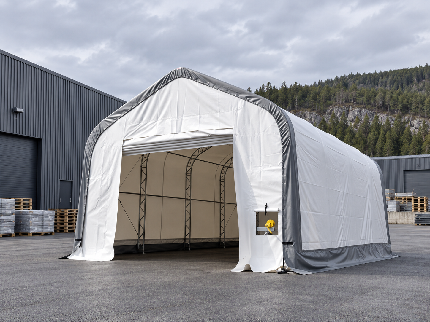 Lagertelt 1526 x 610 x 488cm - 93m2. Modell 205016