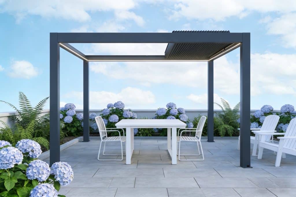 Pergola E8800L 300×400cm – Motorisert aluminiumstak med LED