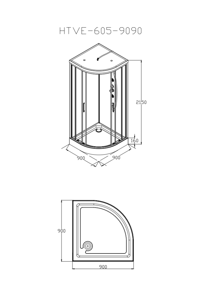 Dusjkabinett Kaiser 605 90×90x215 cm