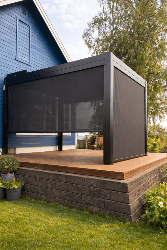 Sidescreen 4 meter med motor & fjernkontroll – De Luxe (Sort)