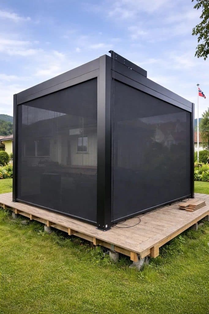 Sidescreen 3 meter med motor & fjernkontroll – De Luxe (Sort)
