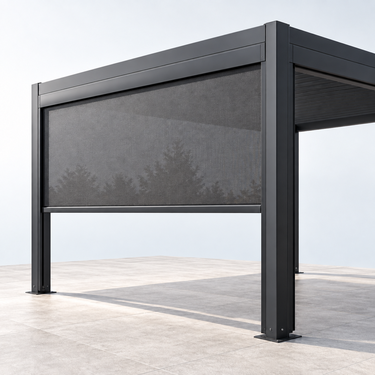 4-meter side screen – Manual pull-down side panel for pergola